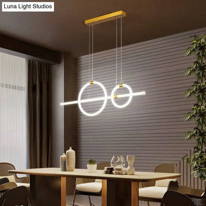 DecorBites™ Gold Linear and Ring LED Island Chandelier for Dining Room with Simplicity Acrylic Design