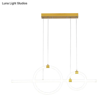 DecorBites™ Gold Linear and Ring LED Island Chandelier for Dining Room with Simplicity Acrylic Design