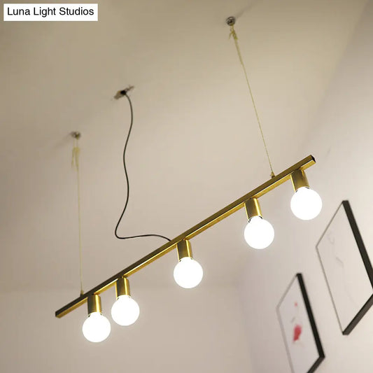 DecorBites™ Gold Linear Island Pendant Light Nordic 5-Light Metal Fixture for Dining Room - 39"/47" Wide