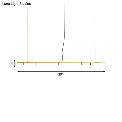 DecorBites™ Gold Linear Island Pendant Light Nordic 5-Light Metal Fixture for Dining Room - 39"/47" Wide