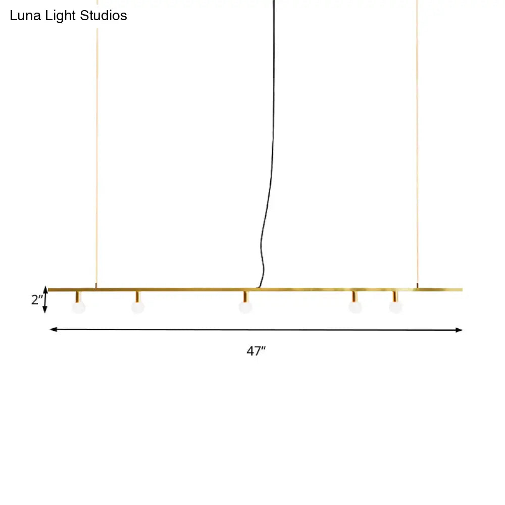 DecorBites™ Gold Linear Island Pendant Light Nordic 5-Light Metal Fixture for Dining Room - 39"/47" Wide