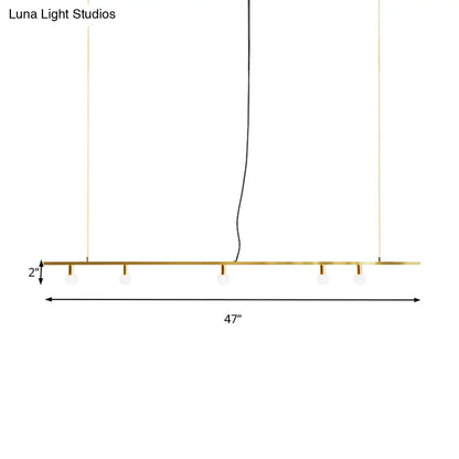 DecorBites™ Gold Linear Island Pendant Light Nordic 5-Light Metal Fixture for Dining Room - 39"/47" Wide
