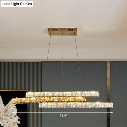 DecorBites™ Gold Linear Island Pendant Light with Crystal Accents and LED Minimalist Design