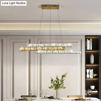 DecorBites™ Gold Linear Island Pendant Light with Crystal Accents and LED Minimalist Design