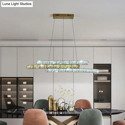 DecorBites™ Gold Linear Island Pendant Light with Crystal Accents and LED Minimalist Design