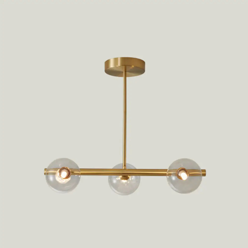 DecorBites™ Gold Linear Island Pendant Light with Spherical Glass Shade - Perfect for Dining Table and Minimalist Decor