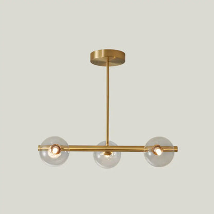 DecorBites™ Gold Linear Island Pendant Light with Spherical Glass Shade - Perfect for Dining Table and Minimalist Decor