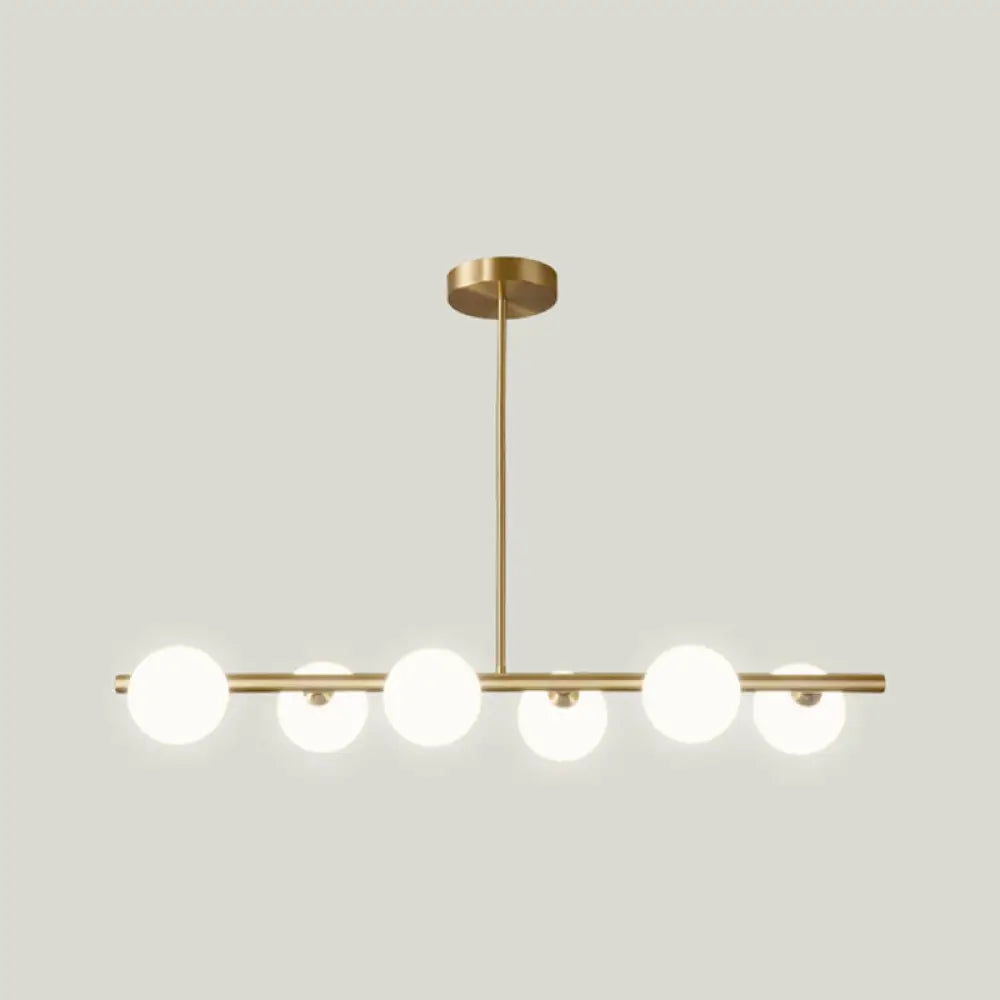 DecorBites™ Gold Linear Island Pendant Light with Spherical Glass Shade - Perfect for Dining Table and Minimalist Decor