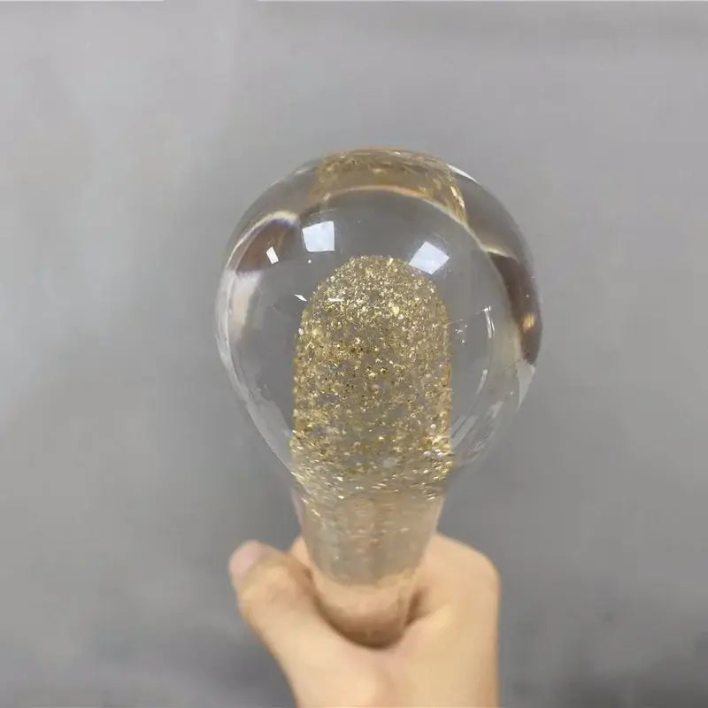 Clear glass pendant light filled with golden glitter decorbites crystal drop for elegant bedroom decor