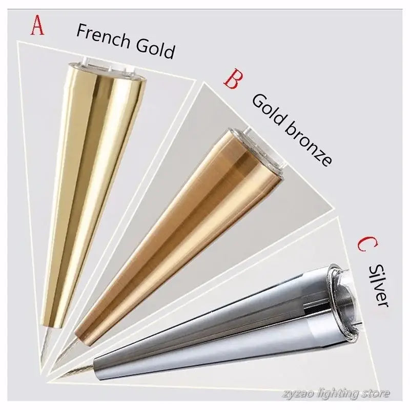French gold conical pendant light with metallic finish and clear glass tops decorbites crystal drop decor for bedroom
