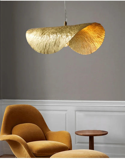 Gold Lotus Leaf Pendant Light - Modern LED Chandelier