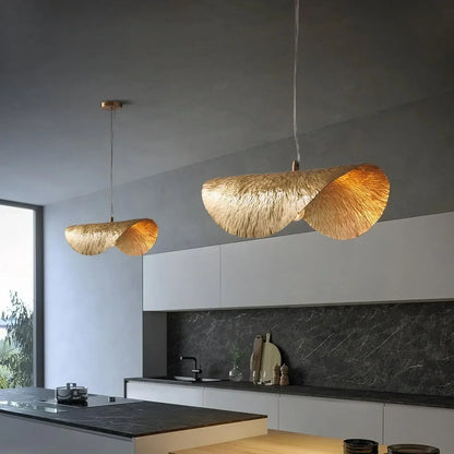 Gold Lotus Leaf Pendant Light - Modern LED Chandelier