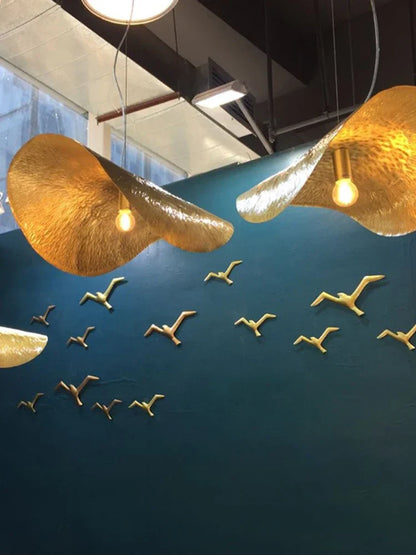 Gold Lotus Leaf Pendant Light - Modern LED Chandelier