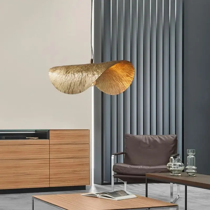Gold Lotus Leaf Pendant Light - Modern LED Chandelier