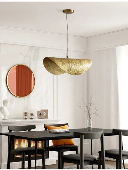 Gold Lotus Leaf Pendant Light - Modern LED Chandelier