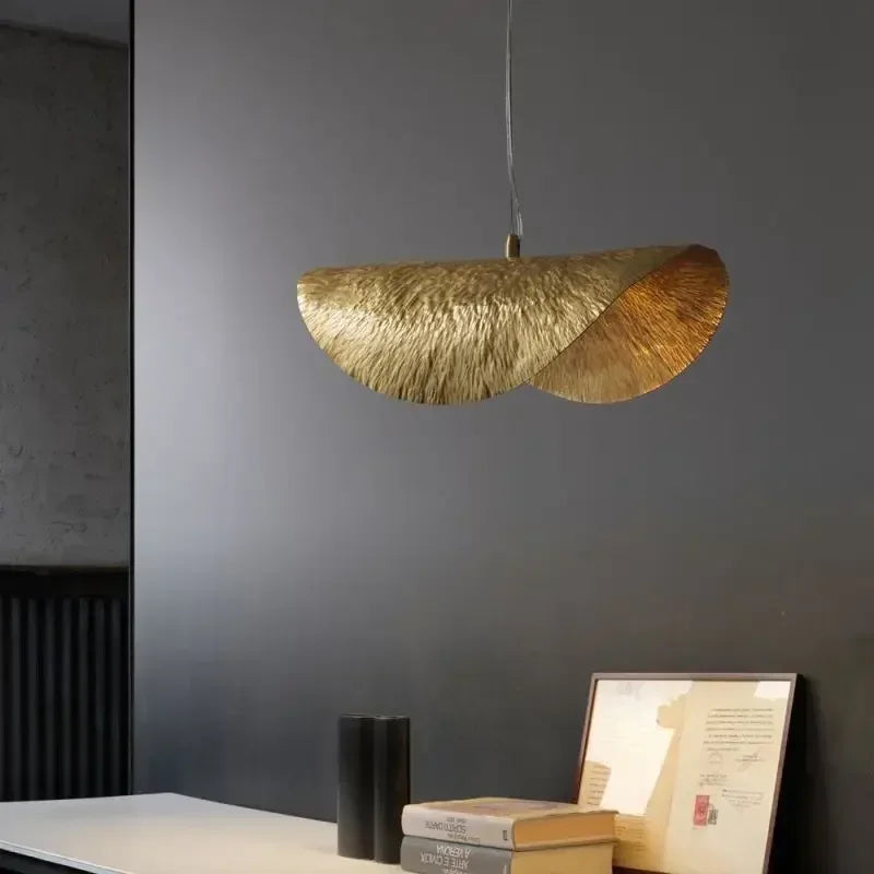 Gold Lotus Leaf Pendant Light - Modern LED Chandelier
