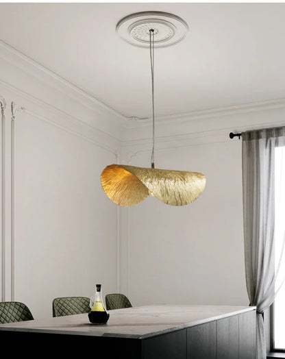 Gold Lotus Leaf Pendant Light - Modern LED Chandelier