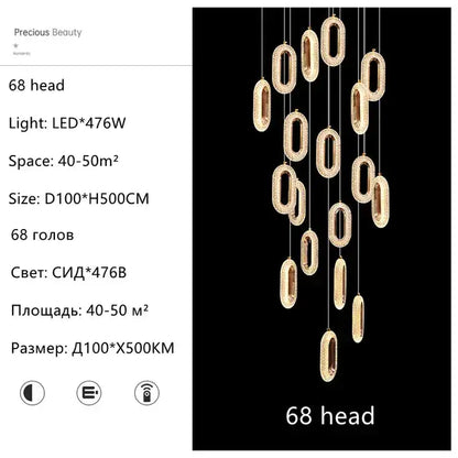Gold lustre oval acrylic chandelier pendant light with 68 led lights in gold tone for dining room decorbites gold lustre