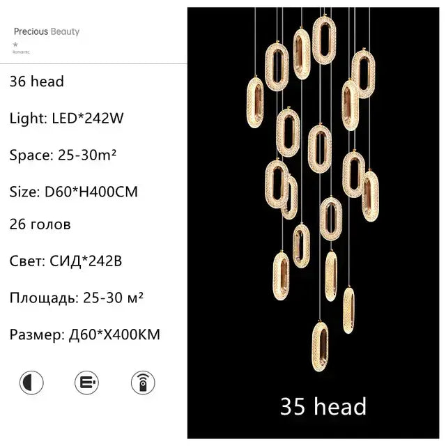 Gold-toned lustre oval acrylic chandelier with modern cascading design for dining room pendant light decorbites gold lustre