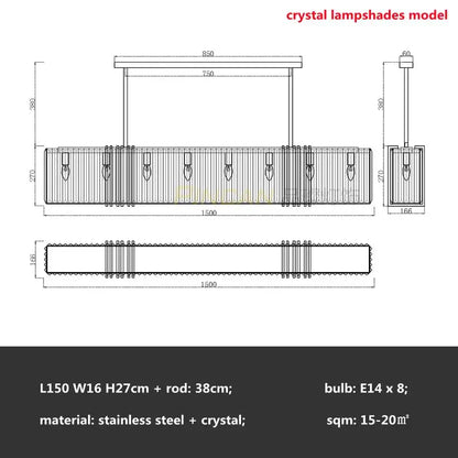 Gold lustre steel crystal pendant light with clear crystal lampshades and sleek stainless steel frame for dining room decorbites gold lustre
