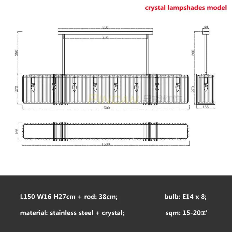 Gold lustre steel crystal pendant light with clear crystal lampshades and sleek stainless steel frame for dining room decorbites gold lustre