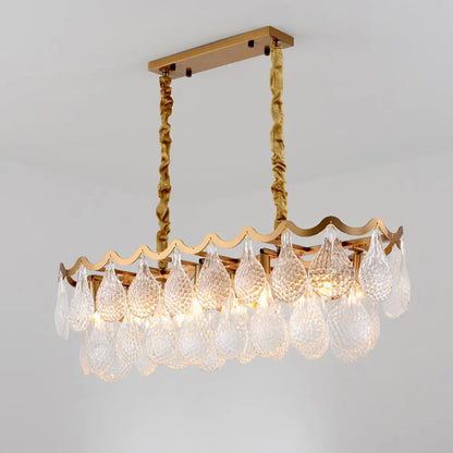 DecorBites™ Gold Luxury Island Pendant with Clear K9 Crystal, 10-Head Down Lighting for Dining Room
