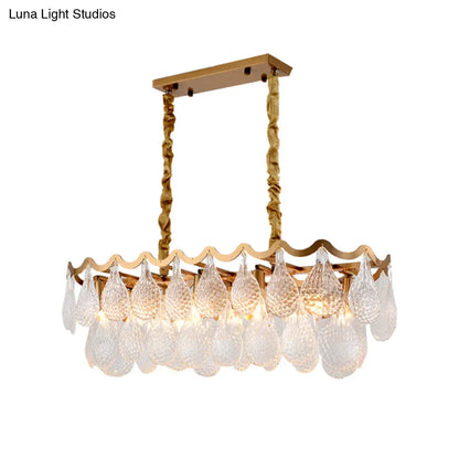 DecorBites™ Gold Luxury Island Pendant with Clear K9 Crystal, 10-Head Down Lighting for Dining Room