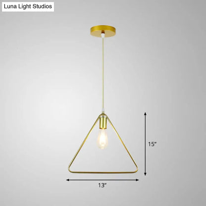 Gold Metal Cage Pendant Ceiling Light - Nordic Design, 1 Bulb, Dining Room Suspension