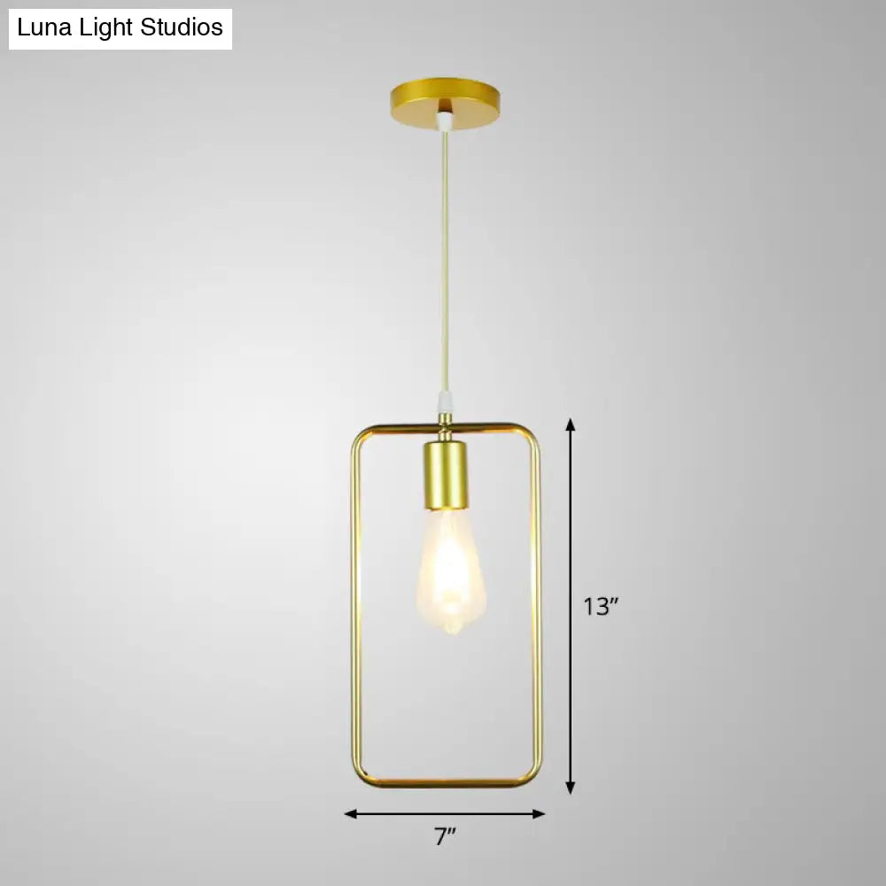 Gold Metal Cage Pendant Ceiling Light - Nordic Design, 1 Bulb, Dining Room Suspension