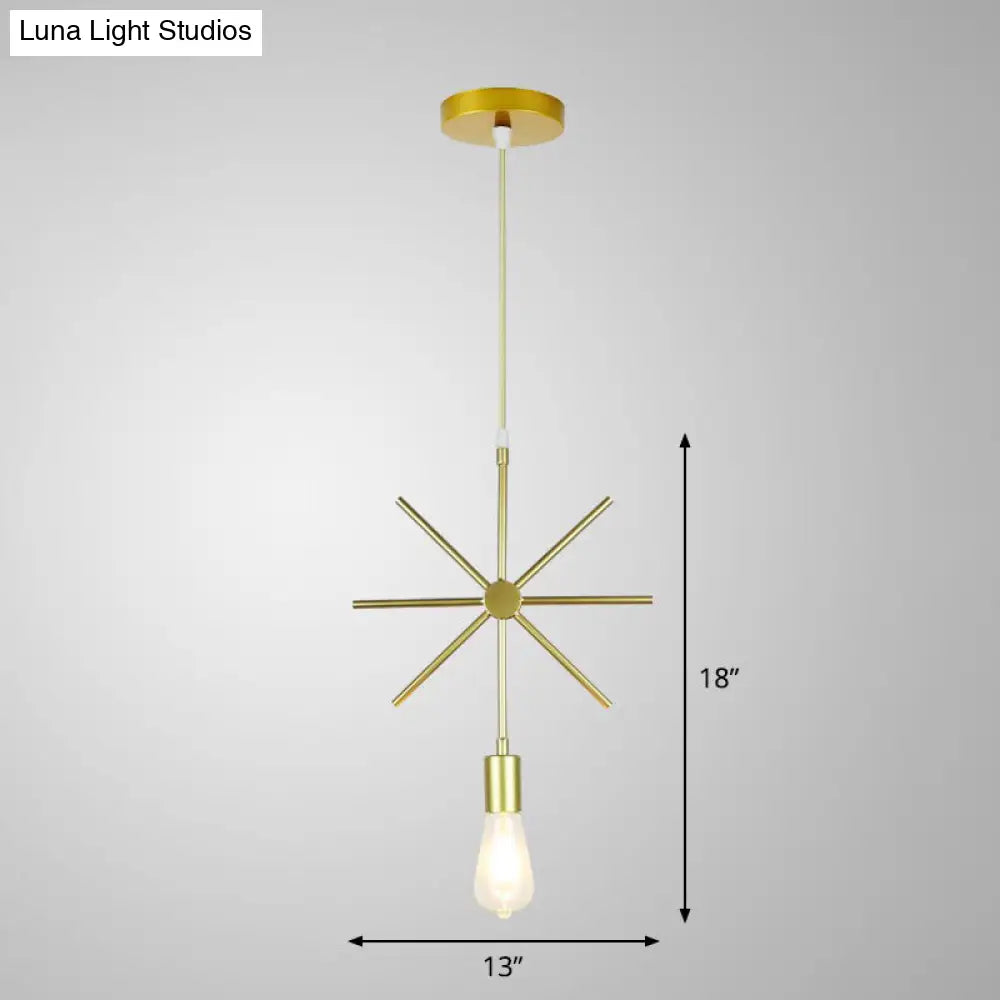 Gold Metal Cage Pendant Ceiling Light - Nordic Design, 1 Bulb, Dining Room Suspension