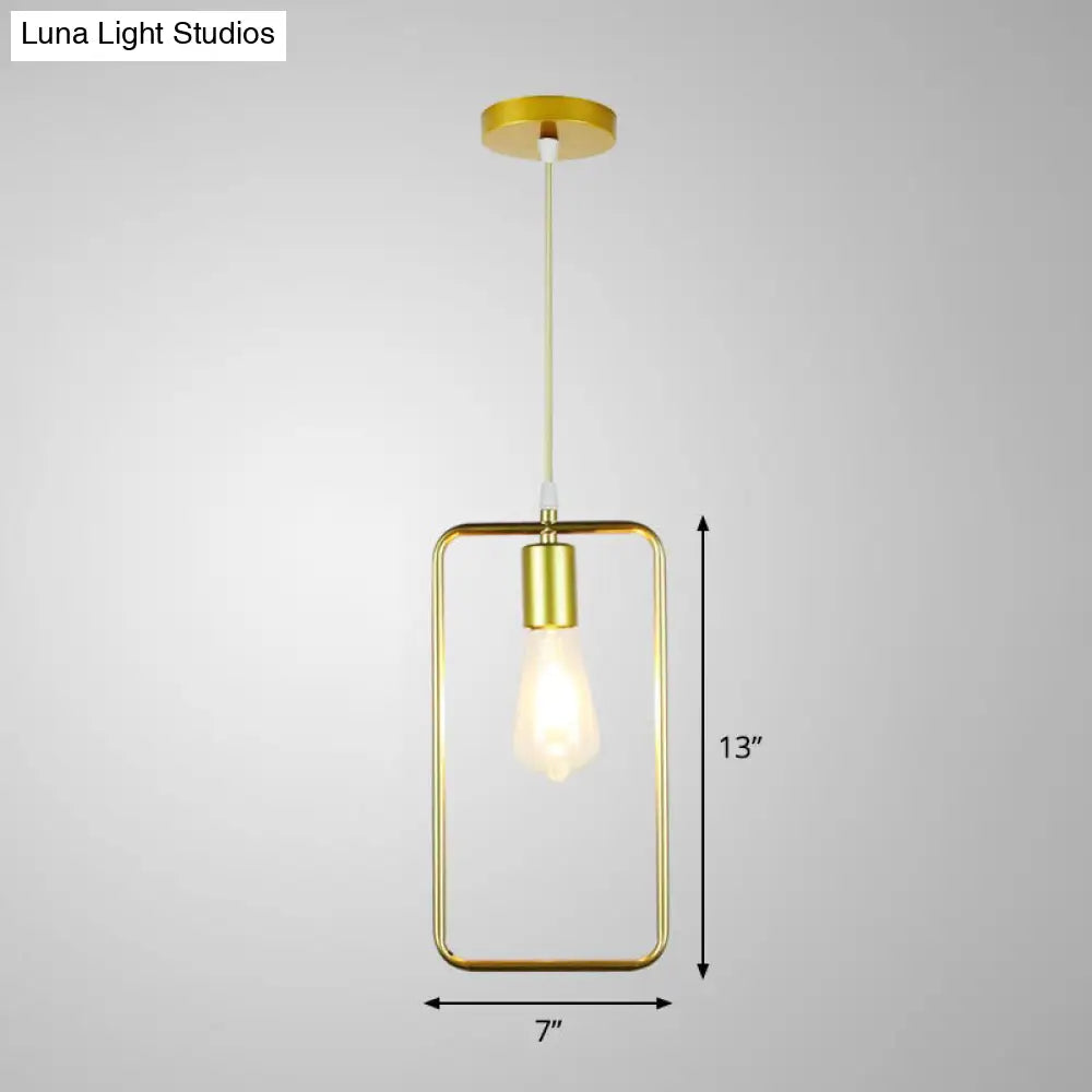 Gold Metal Cage Pendant Ceiling Light - Nordic Design, 1 Bulb, Dining Room Suspension