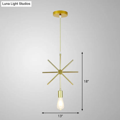 Gold Metal Cage Pendant Ceiling Light - Nordic Design, 1 Bulb, Dining Room Suspension