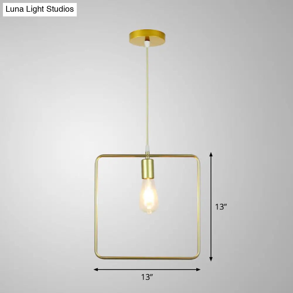 Gold Metal Cage Pendant Ceiling Light - Nordic Design, 1 Bulb, Dining Room Suspension