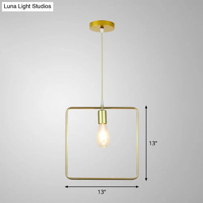 Gold Metal Cage Pendant Ceiling Light - Nordic Design, 1 Bulb, Dining Room Suspension