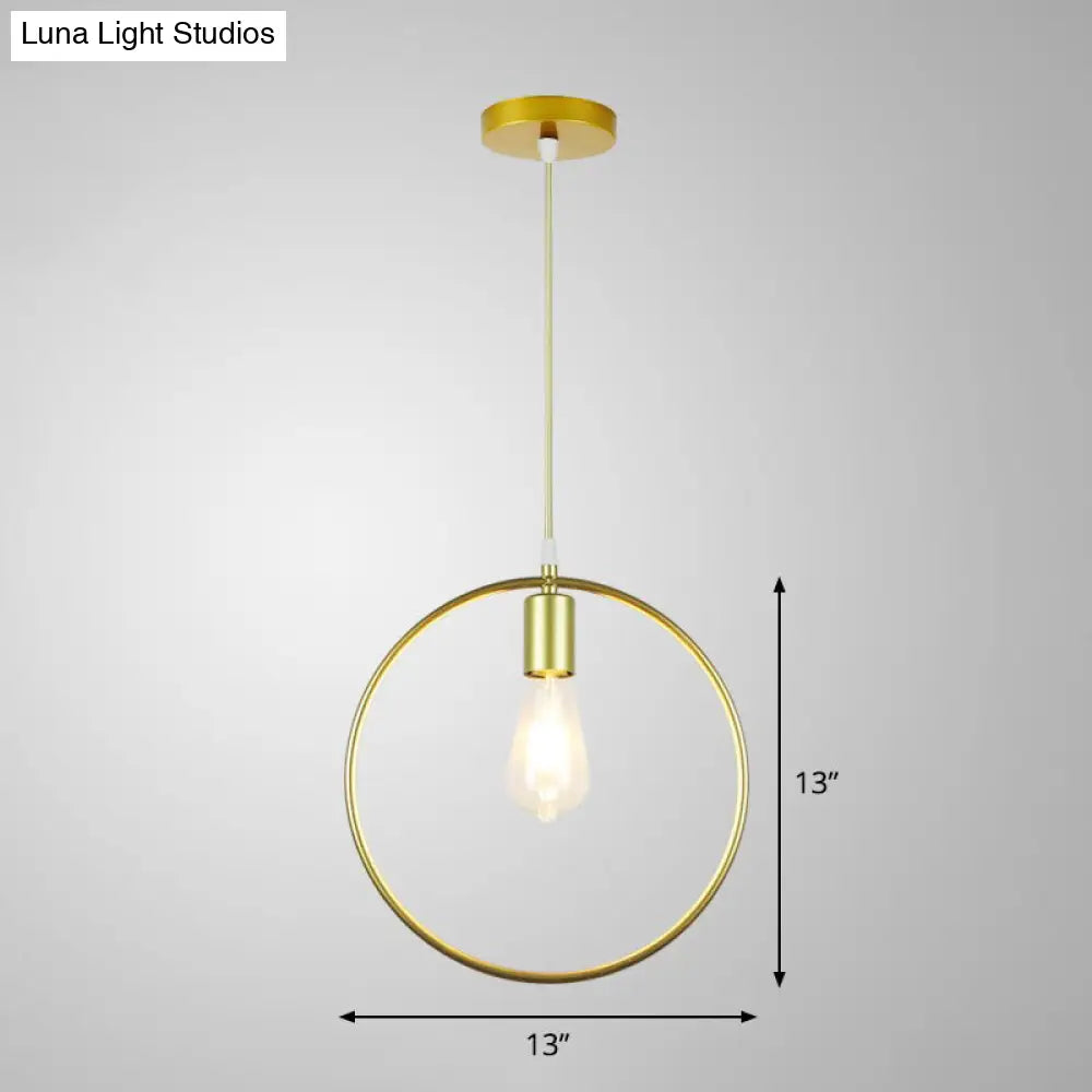 Gold Metal Cage Pendant Ceiling Light - Nordic Design, 1 Bulb, Dining Room Suspension