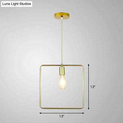 Gold Metal Cage Pendant Ceiling Light - Nordic Design, 1 Bulb, Dining Room Suspension