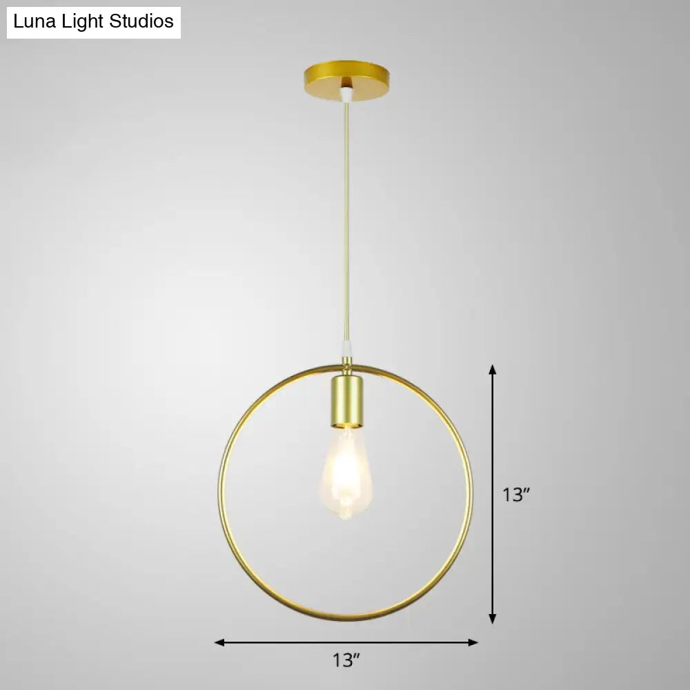 Gold Metal Cage Pendant Ceiling Light - Nordic Design, 1 Bulb, Dining Room Suspension