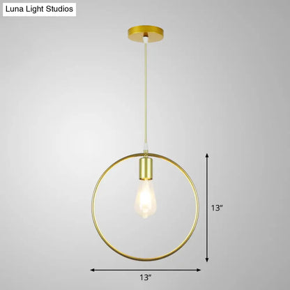 Gold Metal Cage Pendant Ceiling Light - Nordic Design, 1 Bulb, Dining Room Suspension