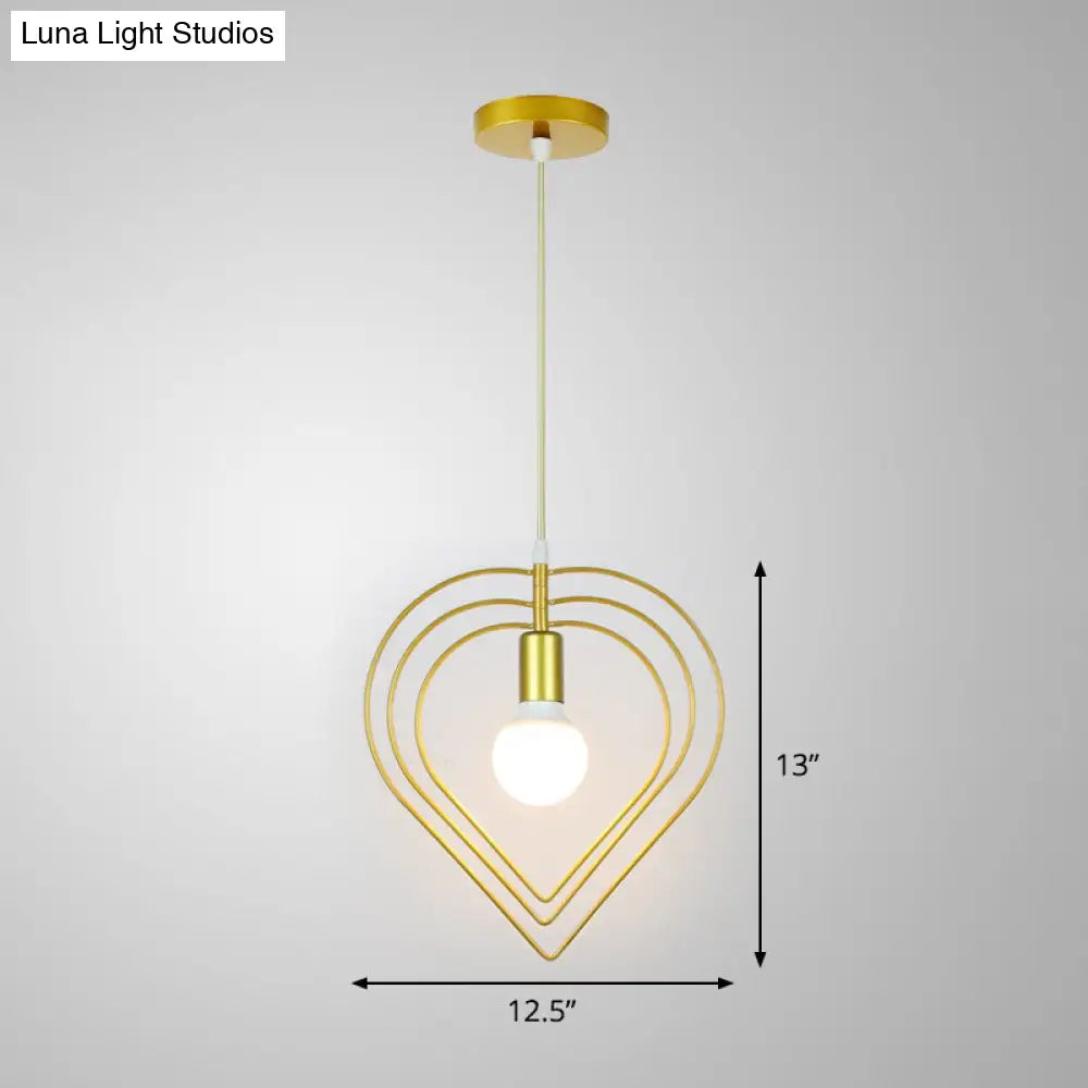 Gold Metal Cage Pendant Ceiling Light - Nordic Design, 1 Bulb, Dining Room Suspension