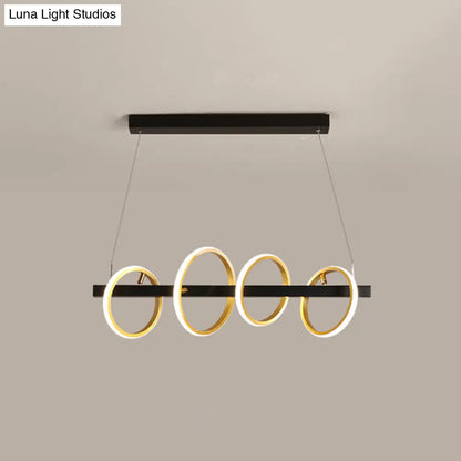 ديكوربايتس™ مصباح سقف معدني ذهبي بتصميم دوائر بسيطة - 4/5 رؤوس، إضاءة دافئة/بيضاء لجزيرة غرفة الطعام