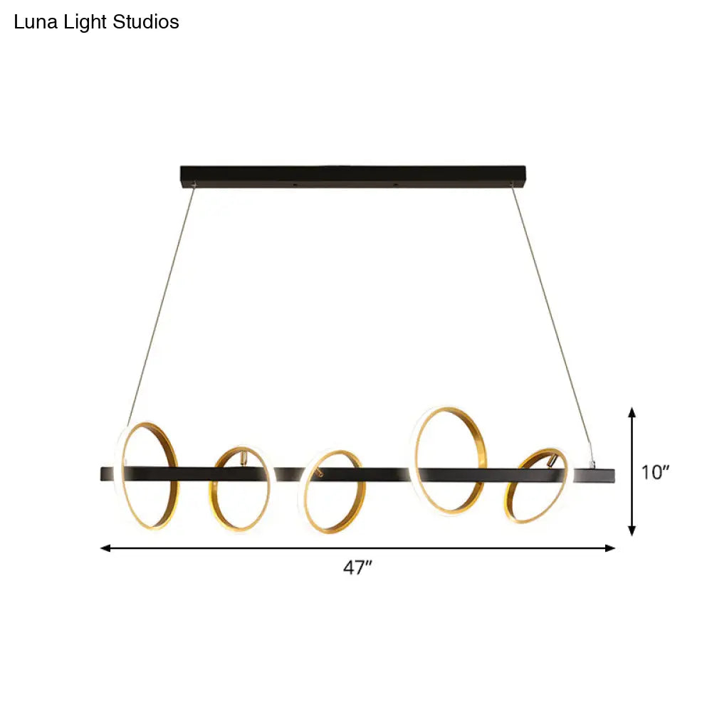 ديكوربايتس™ مصباح سقف معدني ذهبي بتصميم دوائر بسيطة - 4/5 رؤوس، إضاءة دافئة/بيضاء لجزيرة غرفة الطعام