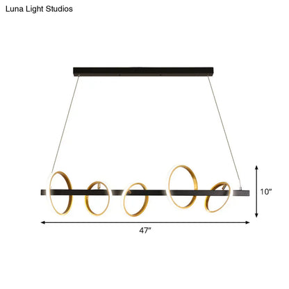 ديكوربايتس™ مصباح سقف معدني ذهبي بتصميم دوائر بسيطة - 4/5 رؤوس، إضاءة دافئة/بيضاء لجزيرة غرفة الطعام