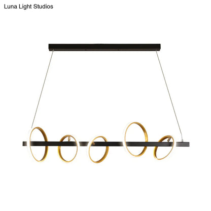 ديكوربايتس™ مصباح سقف معدني ذهبي بتصميم دوائر بسيطة - 4/5 رؤوس، إضاءة دافئة/بيضاء لجزيرة غرفة الطعام