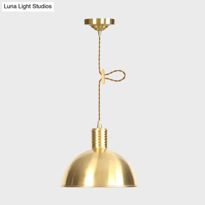 Gold Metal Drop Pendant Farmhouse Ceiling Light - 1-Light Living Room Hanging Fixture