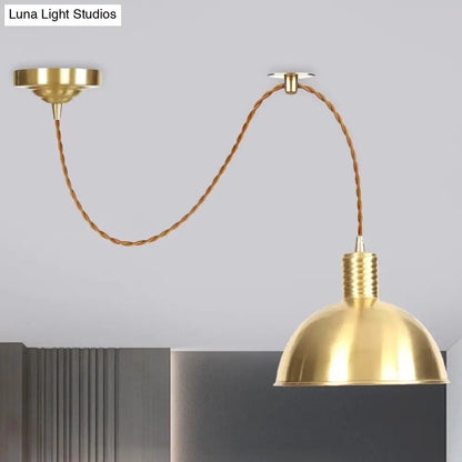 Gold Metal Drop Pendant Farmhouse Ceiling Light - 1-Light Living Room Hanging Fixture