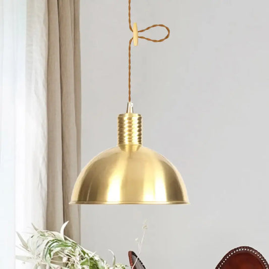 Gold Metal Drop Pendant Farmhouse Ceiling Light - 1-Light Living Room Hanging Fixture