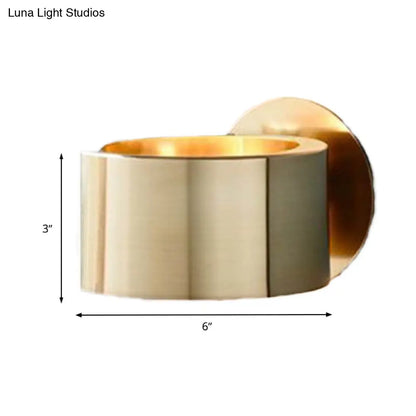 DecorBites™ DecorBites™ Gold Metal Drum Wall Mounted Light - Minimalist 1 Head Living Room Wall Lighting Fixture