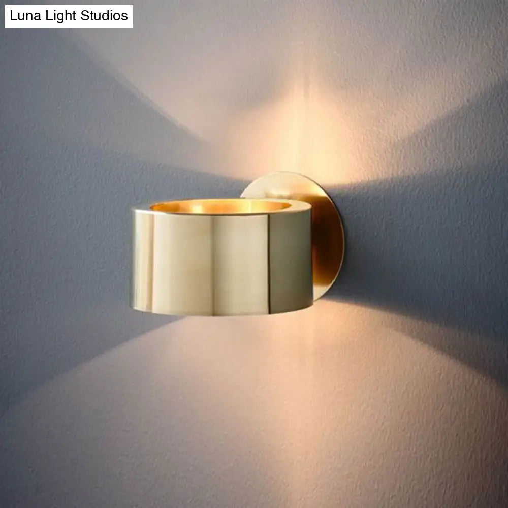 DecorBites™ DecorBites™ Gold Metal Drum Wall Mounted Light - Minimalist 1 Head Living Room Wall Lighting Fixture