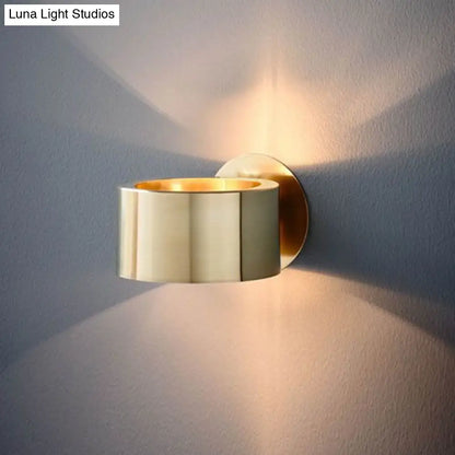 DecorBites™ DecorBites™ Gold Metal Drum Wall Mounted Light - Minimalist 1 Head Living Room Wall Lighting Fixture