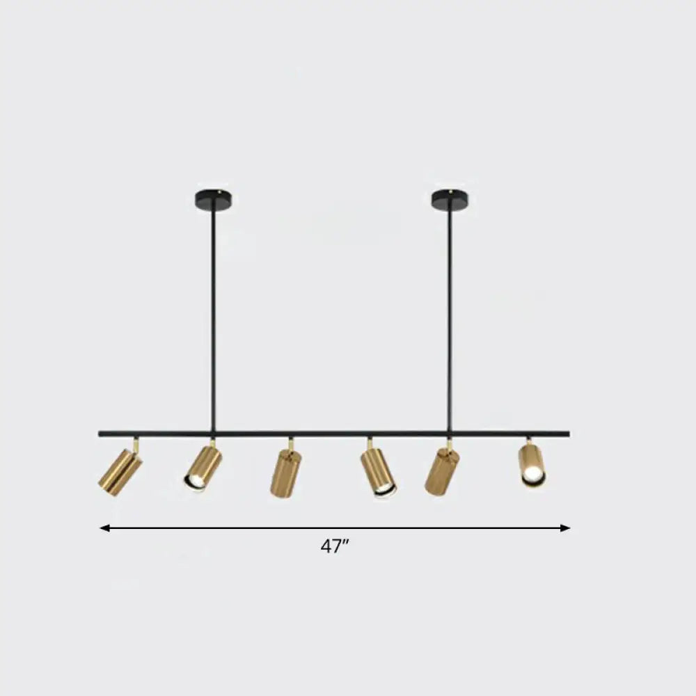 DecorBites™ Gold Metal Island Ceiling Light - Postmodern Electroplated Tube Spotlight for Dining Room